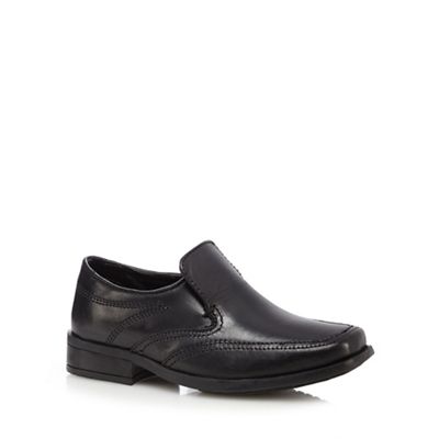 Boys' black leather slip-on shoes